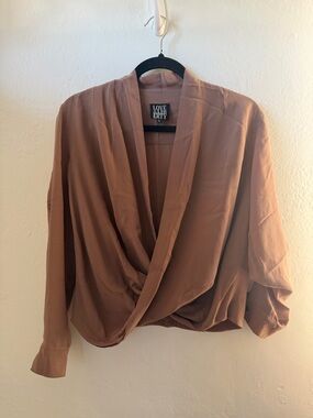 Love & Liberty 100% Silk Wrap Blouse Small Cropped Boho